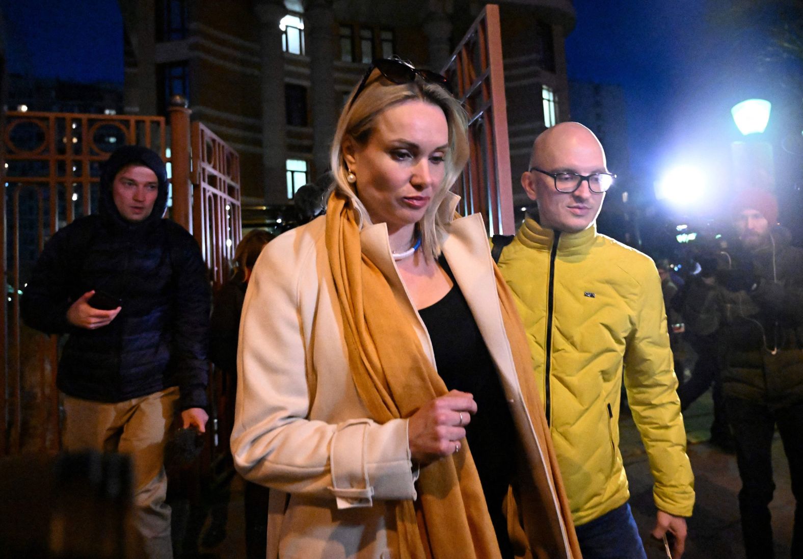 Marina Ovsyannikova, a Russian state television journalist who <a href="index.php?page=&url=https%3A%2F%2Fwww.cnn.com%2F2022%2F03%2F15%2Fmedia%2Frussia-tv-protester-marina-ovsyannikova%2Findex.html" target="_blank">protested the invasion of Ukraine during a live news broadcast, </a>leaves a court in Moscow on Tuesday, March 15. She was fined 30,000 rubles ($280) after being found guilty of organizing an "unauthorized public event." 