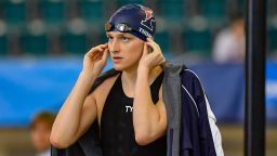ATLANTA, GA - MARCH 17:  University of Pennsylvania swimmer Lia Thomas on the deck at the NCAA Swimming and Diving Championships on March 17th, 2022 at the McAuley Aquatic Center in Atlanta Georgia.  (Photo by Rich von Biberstein/Icon Sportswire via Getty Images)
