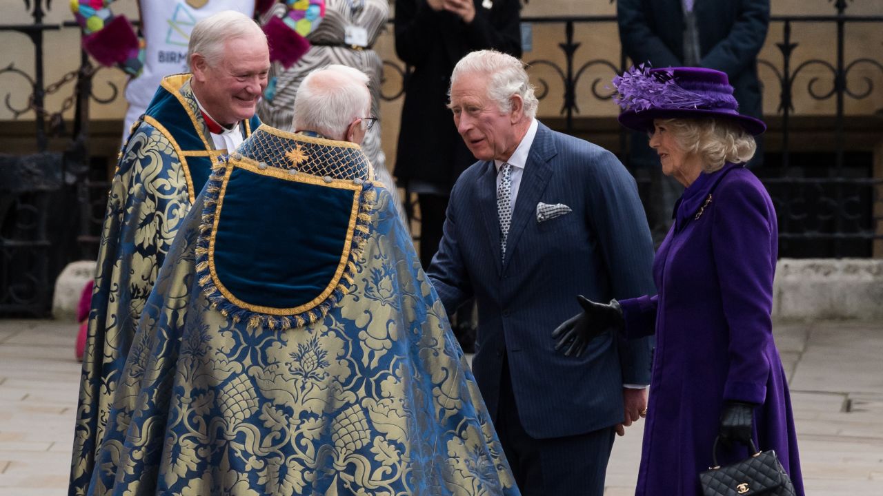 Prince Charles and Camilla arrive for the Commonwealth Day Service at Westminster Abbey.