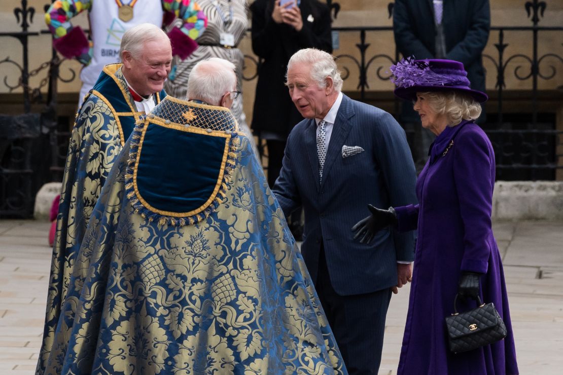 Prince Charles and Camilla arrive for the Commonwealth Day Service at Westminster Abbey.