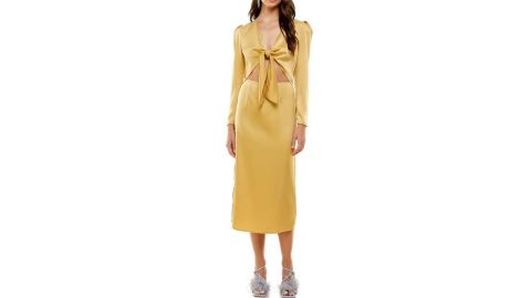 Wayf Poppy Tie-Front Long-Sleeve Cutout Midi Dress
