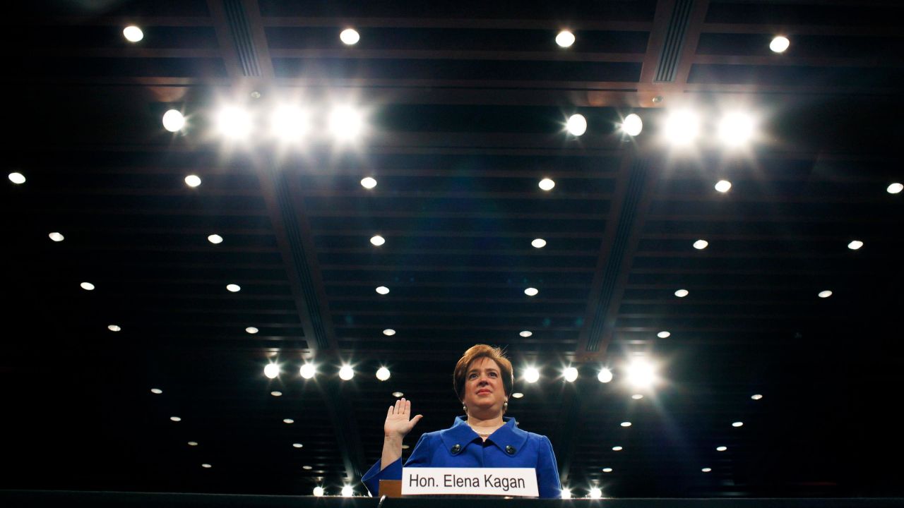 Then-nominee Elena Kagan is sworn in on the first day of her confirmation hearings in June 2010.