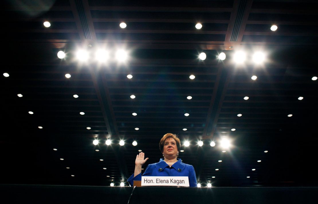 Then-nominee Elena Kagan is sworn in on the first day of her confirmation hearings in June 2010.