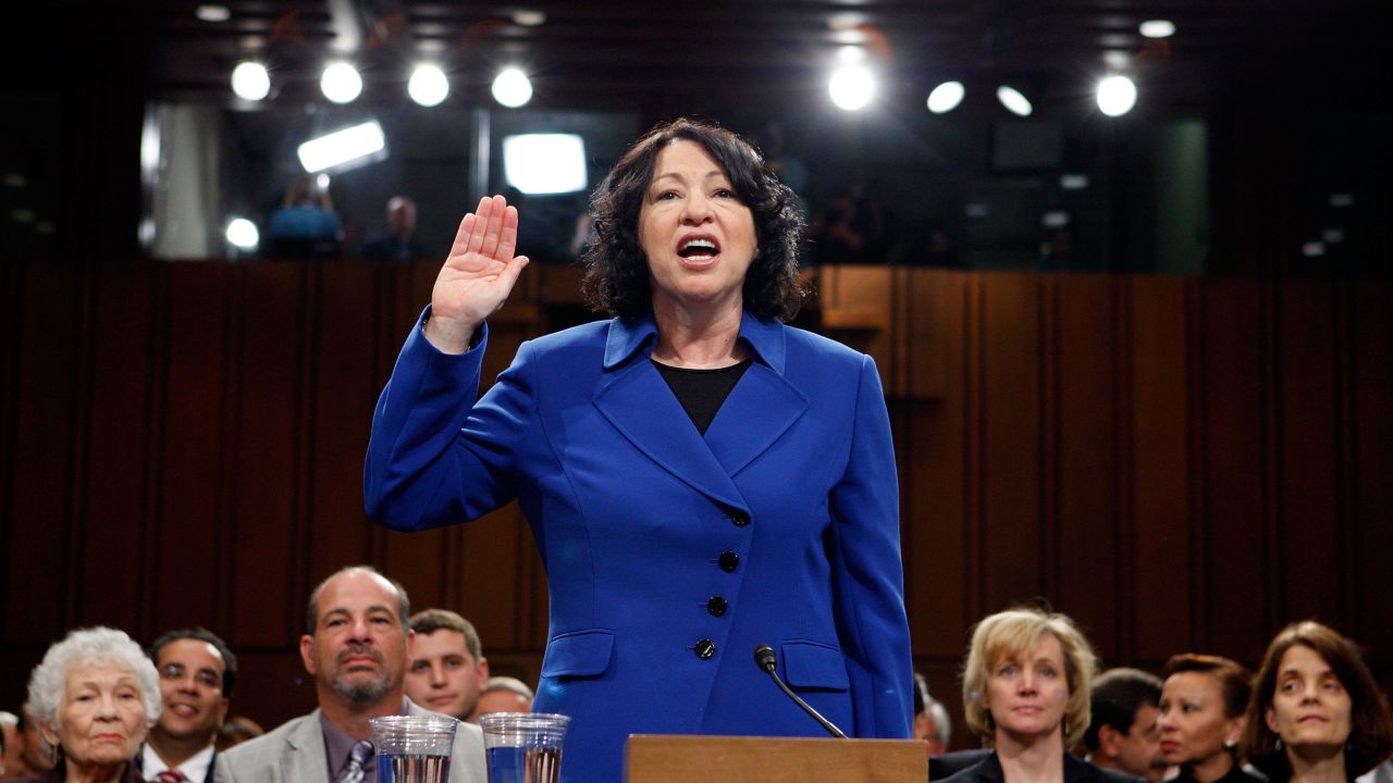 Then-nominee Sonia Sotomayor is sworn in during her confirmation hearing before the Judiciary Committee in July 2009.