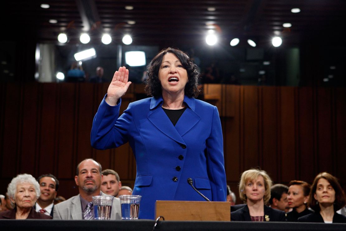 Then-nominee Sonia Sotomayor is sworn in during her confirmation hearing before the Judiciary Committee in July 2009.