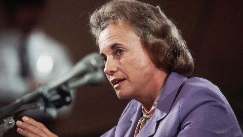 Sandra Day O'Connor, nominated to be an associate justice of the Supreme Court and the first woman to serve on the court, testifies before the Senate Judiciary Committee.