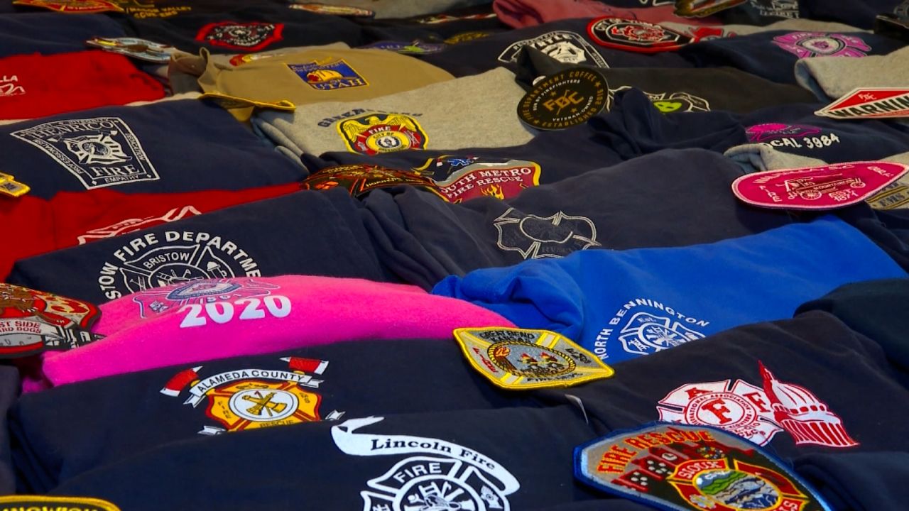 Alli Marois has received dozens of t-shirts from firefighters across the country.