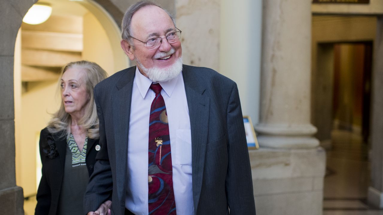 Rep. Don Young, R-Alaska, and his wife Anne Garland Walton walk in the US Capitol on Thursday, October 1, 2015. 