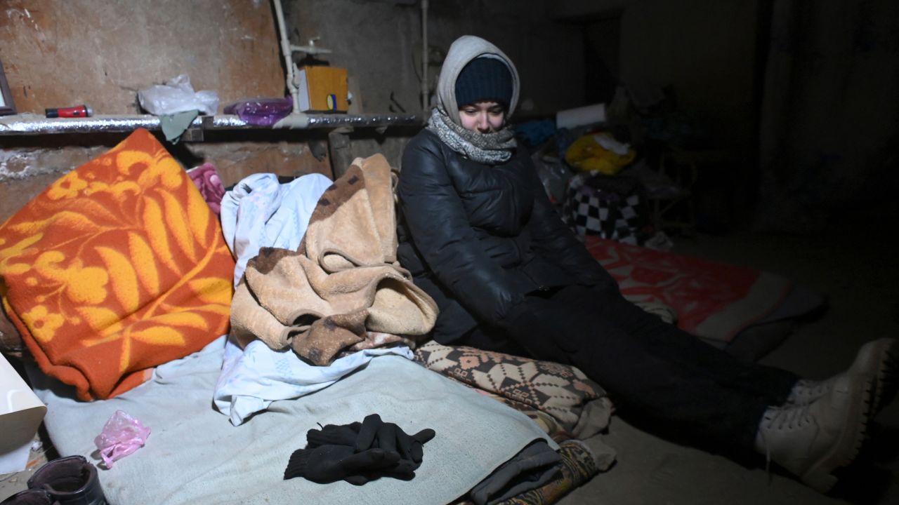 A resident is seen in the cellar of a house in Mariupol, Ukraine on March 18, 2022.