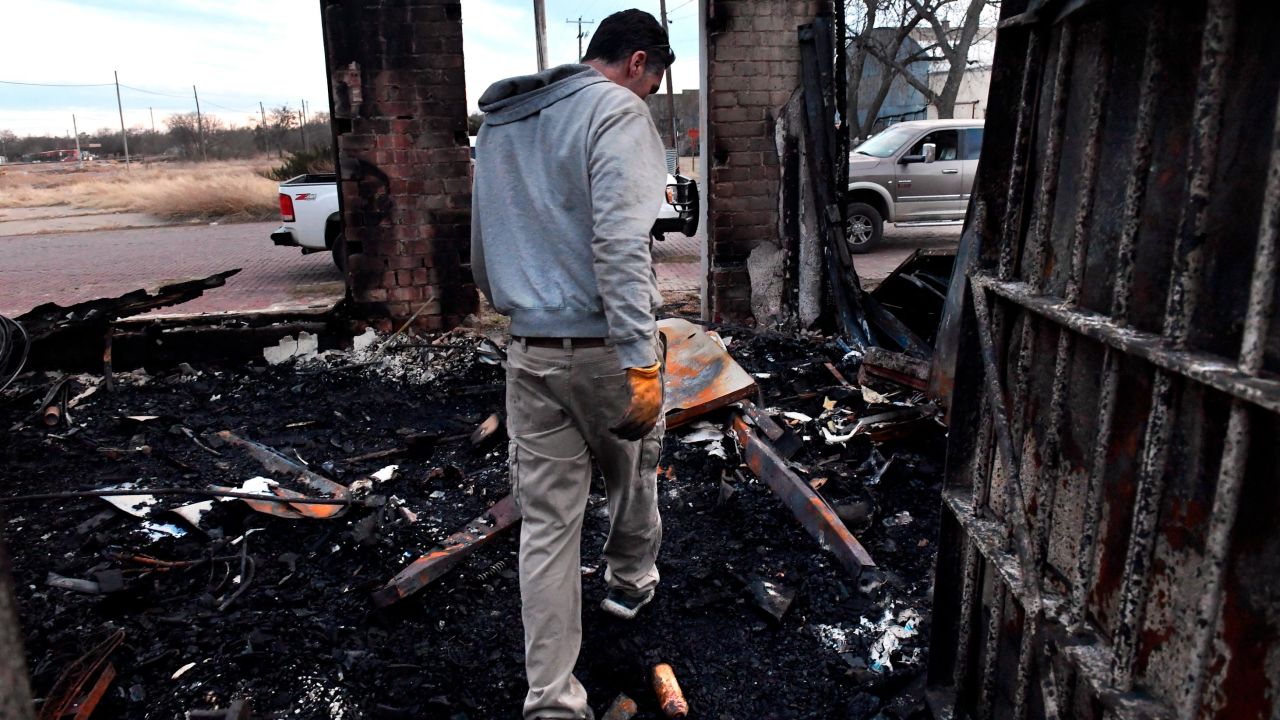 Jared Calvert exits the former Ranger Law Enforcement Center in Ranger, Texas, on Friday, March 18, 2022.