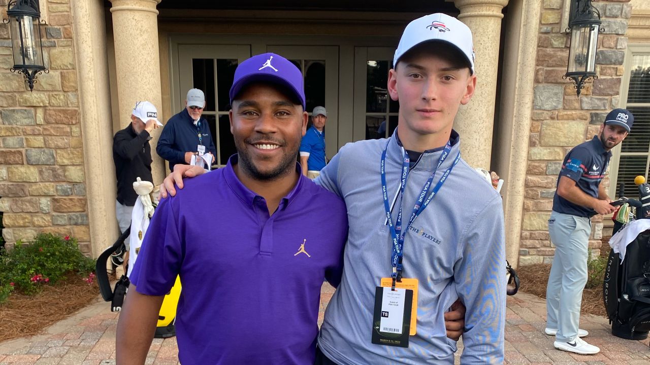 Golod poses with Harold Varner III at TPC Sawgrass during the Players Championship. 