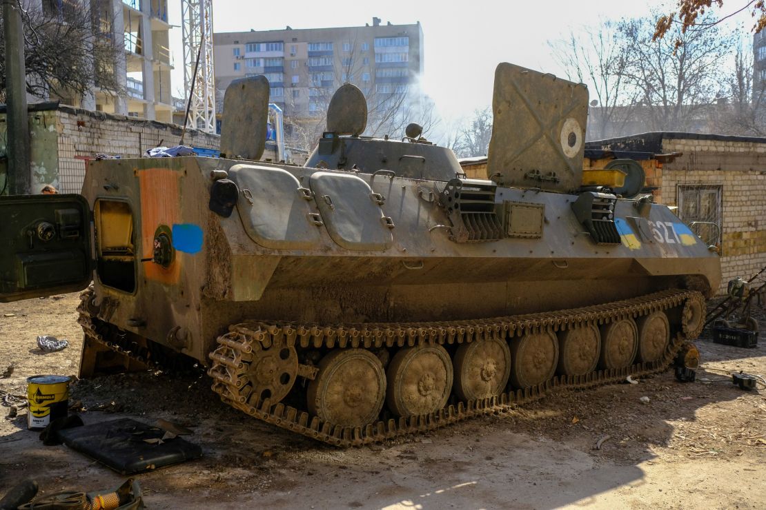 A captured Russian artillery support vehicle.