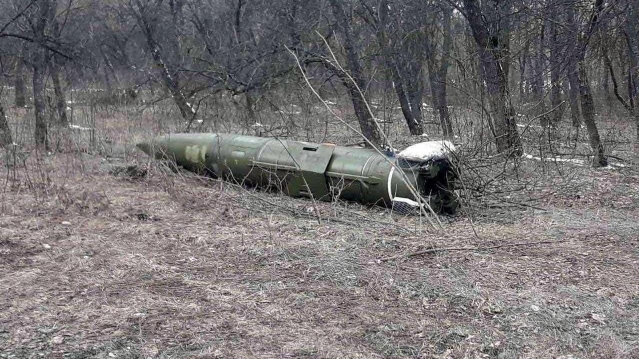 Ukrainian authorities released this picture of what they say is an unexploded hypersonic missile in Kramatorsk, Ukraine.