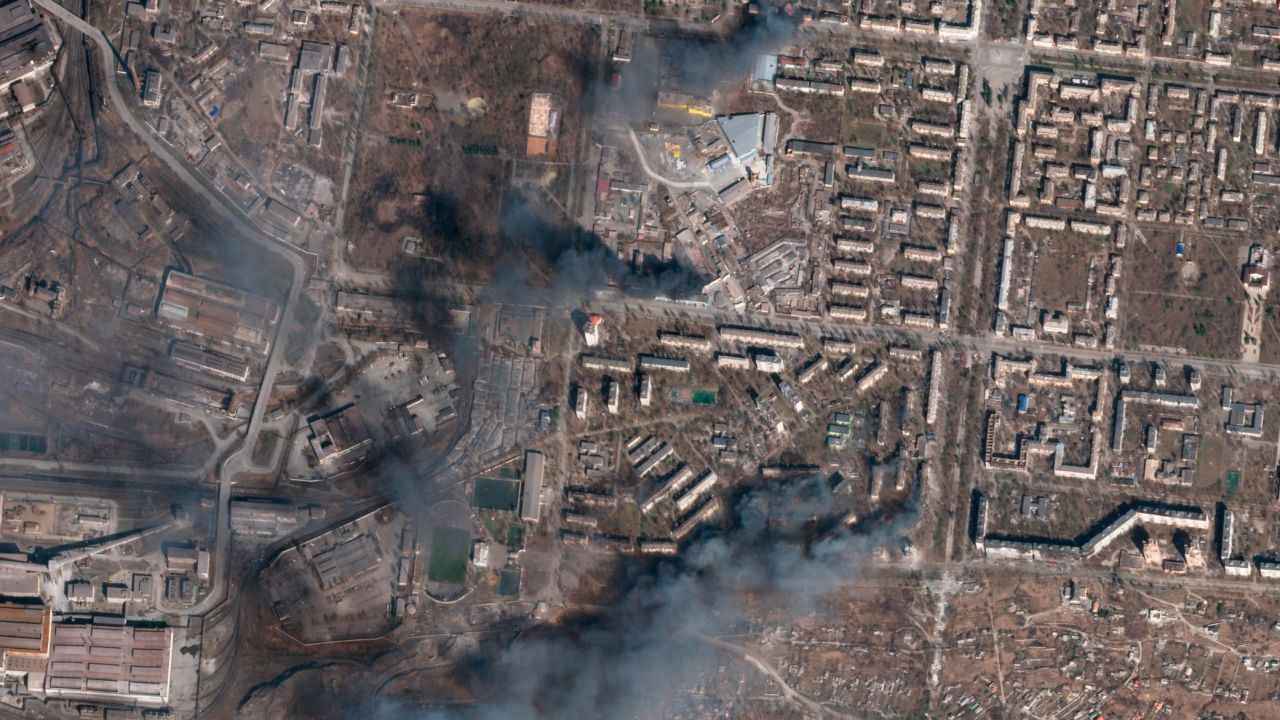 A satellite image from March 20 shows the extent of destruction in Mariupol.