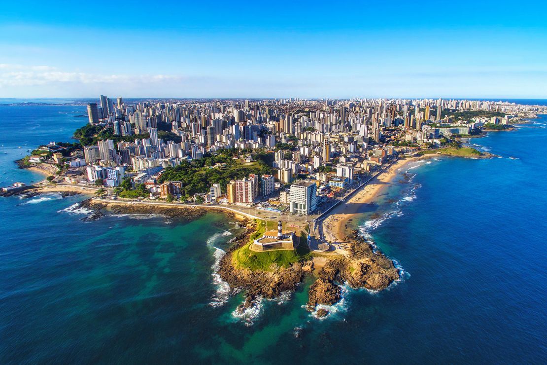 Salvador, in Bahia, eastern Brazil, sits on a small peninsula.