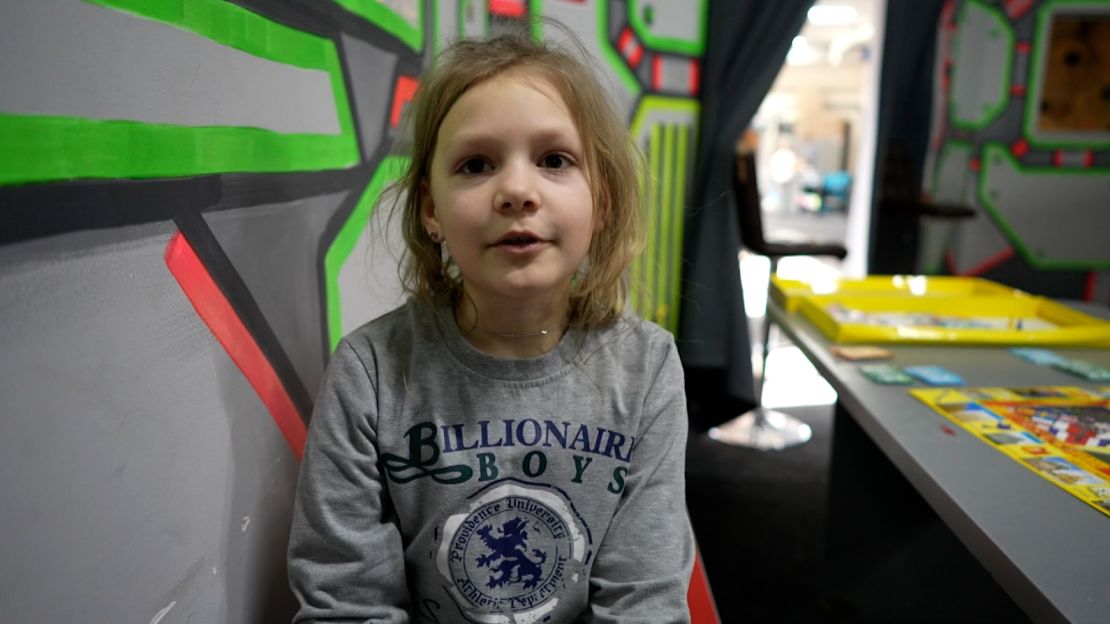 Vlada Shvets, 7, escaped from Mariupol with her parents.