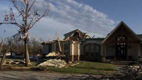 Several homes were badly damaged as severe storms Monday ripped through Jacksboro, Texas.