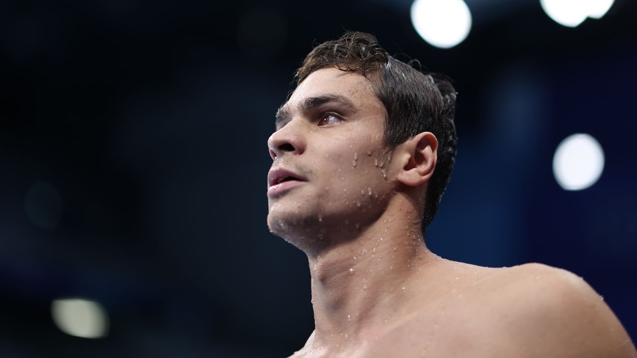 Evgeny Rylov leaves the pool after winning a gold medal and breaking the Olympic record in the men's 200m backstroke final at the Tokyo 2020 Olympic Games on July 30, 2021 in Tokyo.