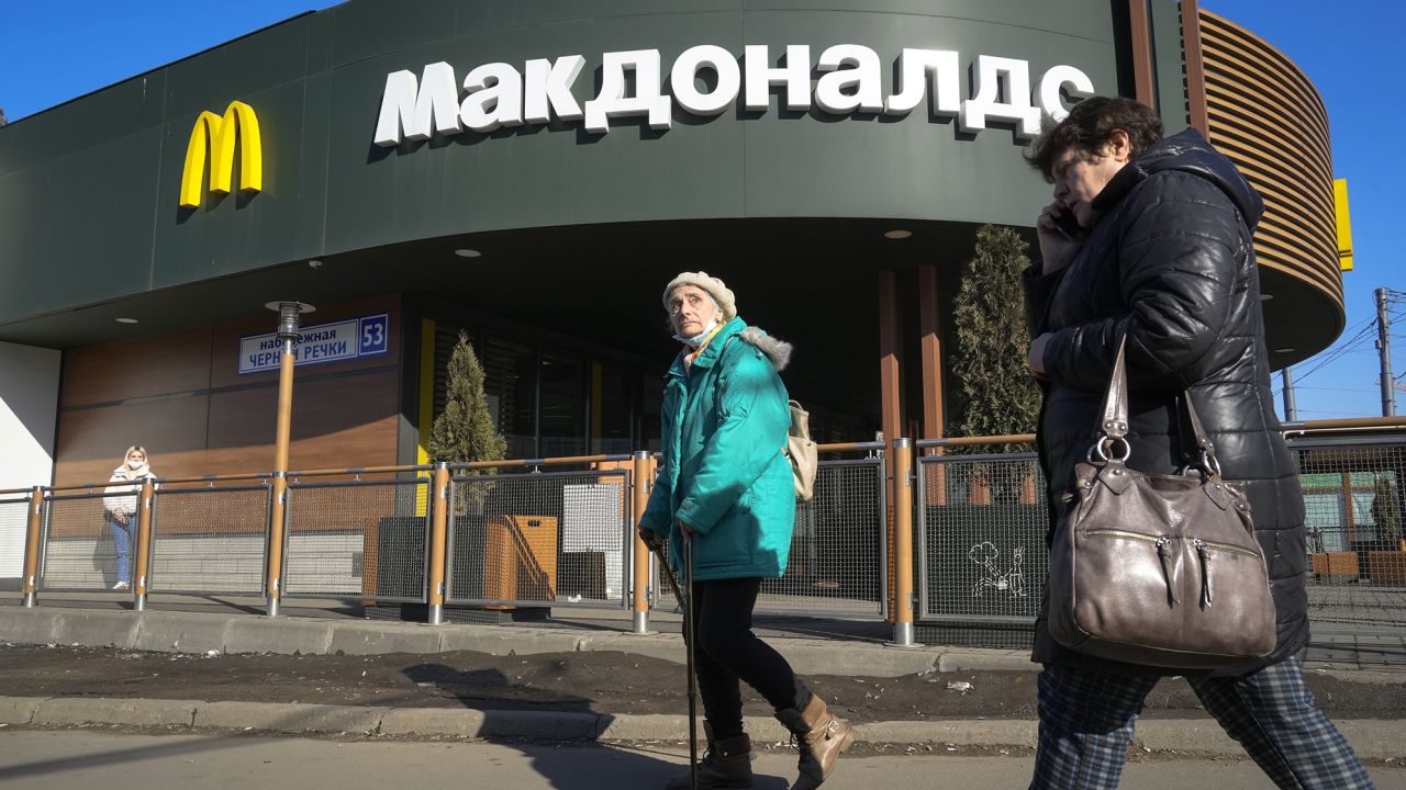 A closed McDonald's restaurant in St. Petersburg, Russia, on March 15.