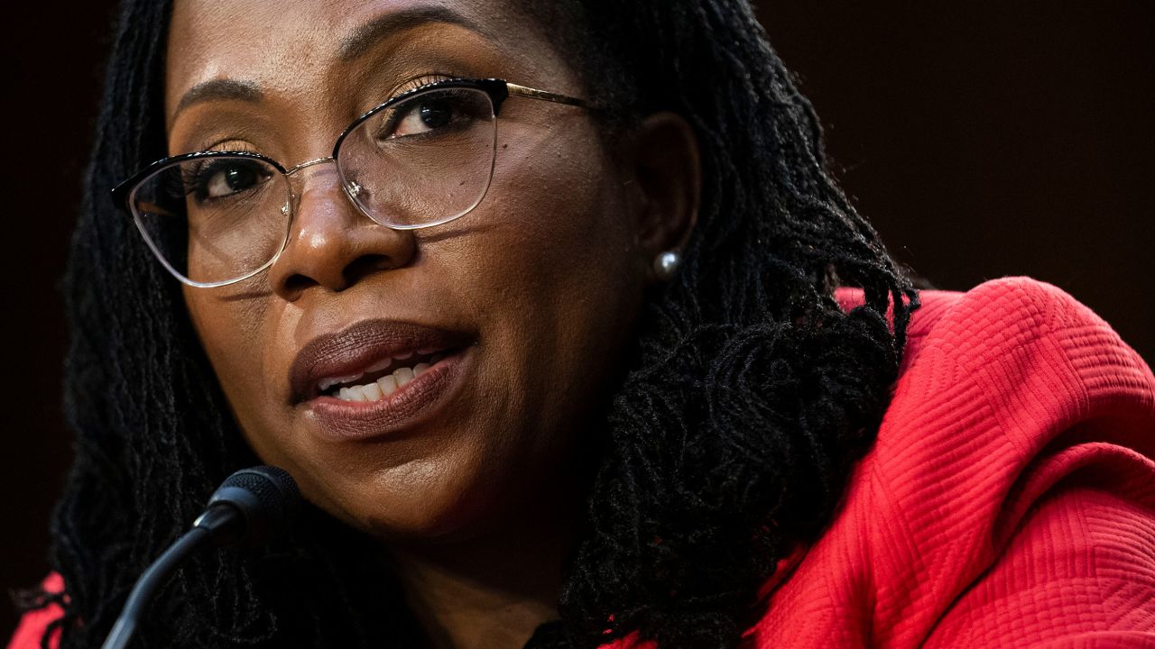 Supreme Court nominee Ketanji Brown Jackson testifies on the second day of her confirmation hearings on March 22. She was questioned by senators that day for more than 12 hours.