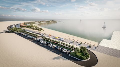 Bahrain's development plan, shown in this rendering, will bring new public and private beaches, luxury hotels, and floating restaurants to the island nation's coastline.
