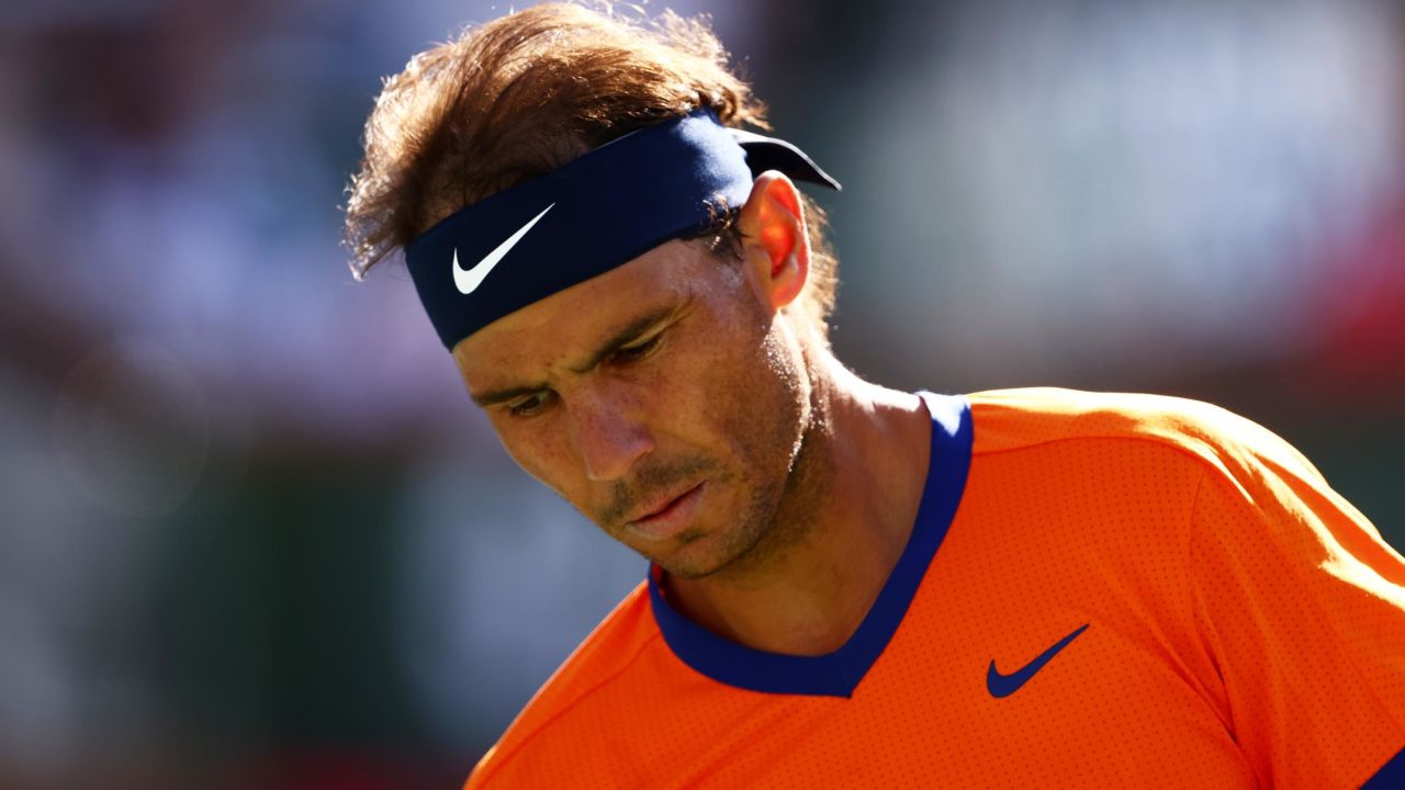 Rafael Nadal was dejected during his match against Taylor Fritz in the men's Indian Wells final on March 20.