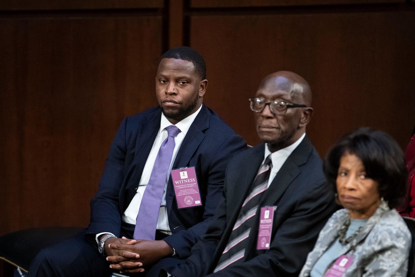 Jackson's parents, Johnny and Ellery Brown, sit in the audience with Jackson's brother, Ketajh Brown, on March 22.