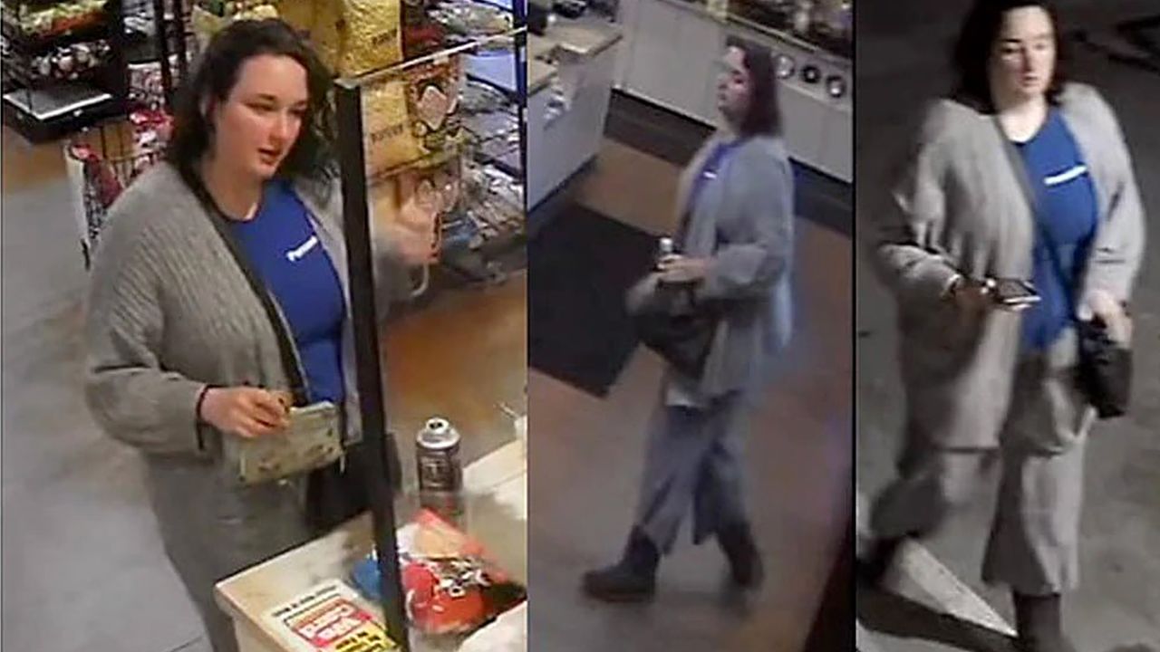 Naomi Irion is seen in video surveillance footage at a Walmart the morning she was allegedly abducted.