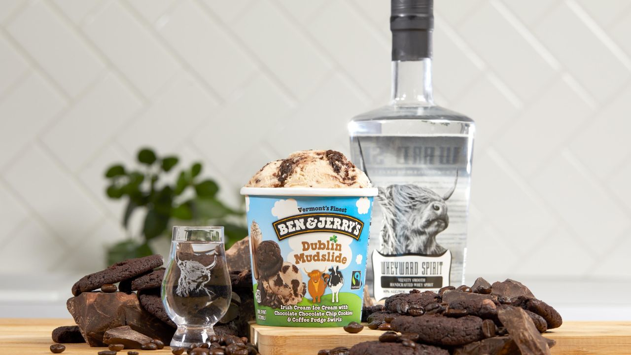 Ben and Jerry's new Dublin Mudslide flavor uses a sustainable spirit made from leftover whey.