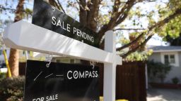 A sale pending sign is posted in front of a home for sale on March 18, 2022 in San Rafael, California. Sales of existing homes dropped 7.2 percent in February as mortgage rates top 4 percent. 