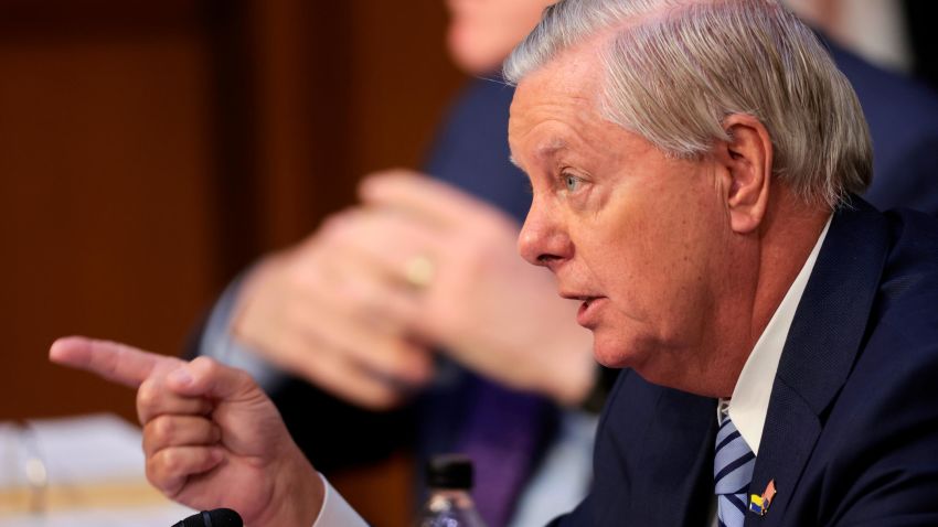 Sen. Lindsey Graham (R-SC) questions US Supreme Court nominee Judge Ketanji Brown Jackson during her Senate Judiciary Committee confirmation hearing on Capitol Hill March 22, 2022.