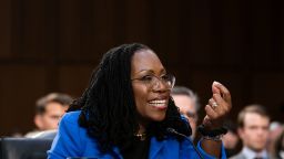 Judge Ketanji Brown Jackson reacts to questioning from Senator Lindsey Graham (R-SC) during the third day of the Senate Judiciary Committee confirmation hearing on Capitol Hill in Washington, D.C. on March 23, 2022. Photo by Sarah Silbiger/CNN