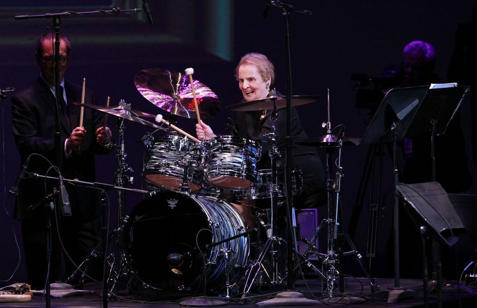 Albright plays the drums while attending the Thelonious Monk International Jazz Competition in 2012.