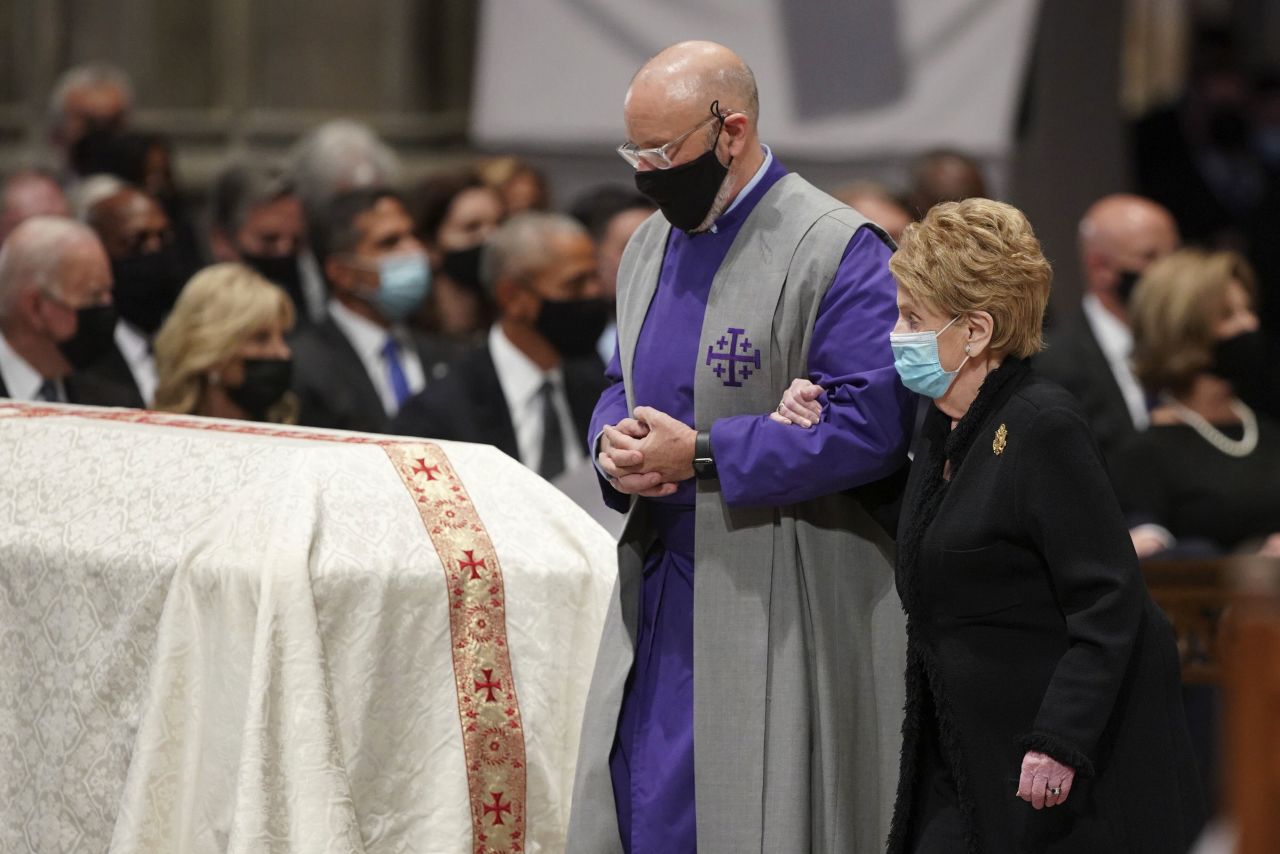 Albright attends the funeral for former US Secretary of State Colin Powell in 2021.