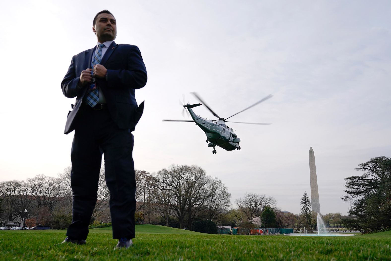 Marine One lifts off from the South Lawn of the White House as Biden begins traveling on Wednesday.