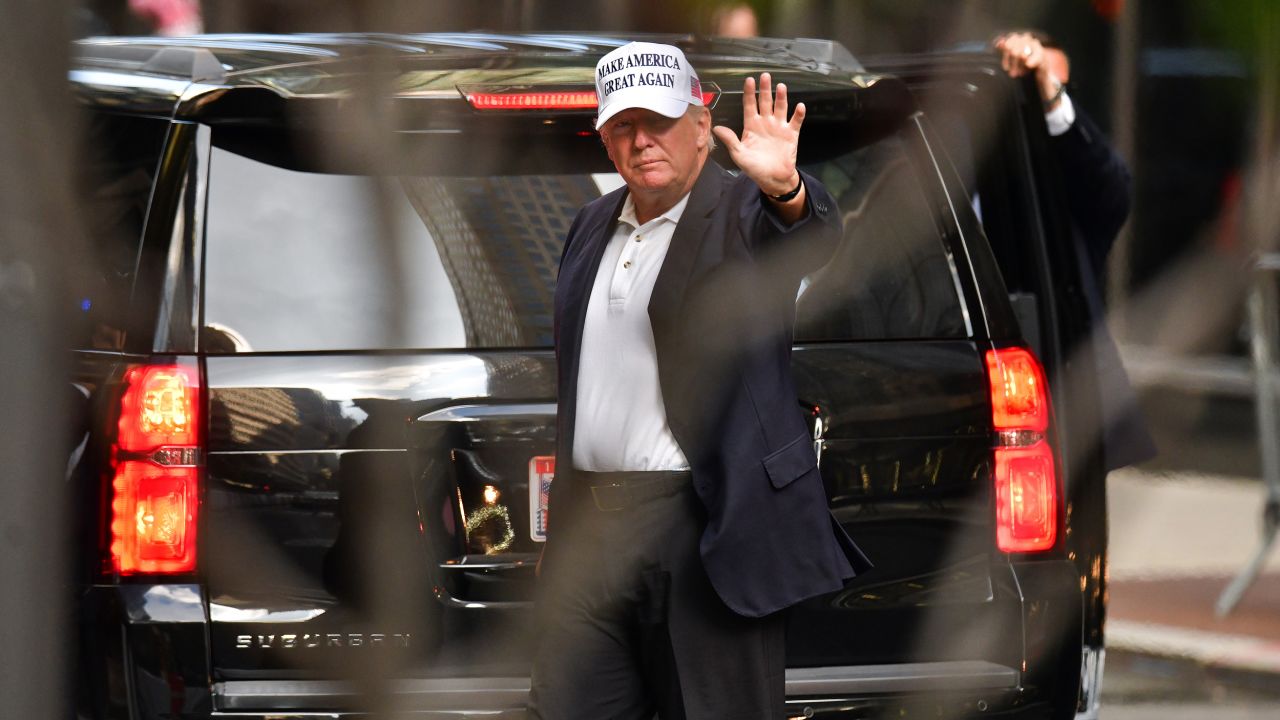 Former President Donald Trump arrives at Trump Tower in Manhattan on July 4, 2021.