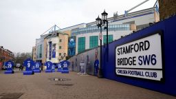 A general view outside of Stamford Bridge, Home of Chelsea Football Club, after owner Roman Abramovich announced he is selling the club. The Russian-Israeli billionaire has owned the Blues since 2003 and helped steer the Stamford Bridge club to 19 major trophies. Picture date: Thursday March 3, 2022. (Photo by John Walton/PA Images via Getty Images)