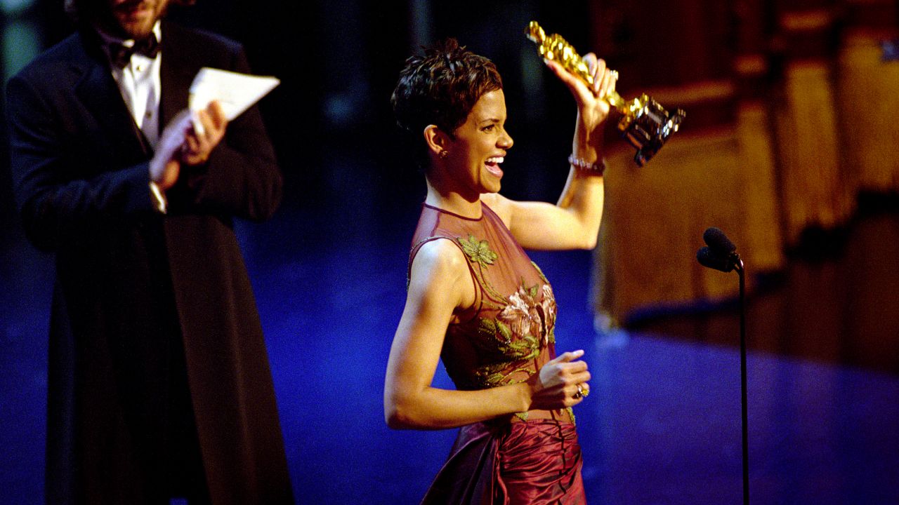 Halle Berry accepts the Academy Award for Best Actress for her performance in "Monster's Ball," in 2002.