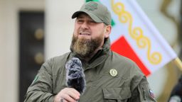 FILE PHOTO: Head of the Chechen Republic Ramzan Kadyrov addresses service members while making a statement, dedicated to a military conflict in Ukraine, in Grozny, Russia February 25, 2022. REUTERS/Chingis Kondarov NO RESALES. NO ARCHIVES/File Photo
