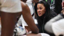 Mar 6, 2022; Nashville, TN, USA; South Carolina Gamecocks head coach Dawn Staley talks in a huddle during the first half against the Kentucky Wildcats at Bridgestone Arena. Mandatory Credit: Christopher Hanewinckel/USA TODAY Sports