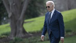 U.S. President Joe Biden walks on the South Lawn of the White House before boarding Marine One in Washington, D.C., U.S., on Friday, March 18, 2022. 