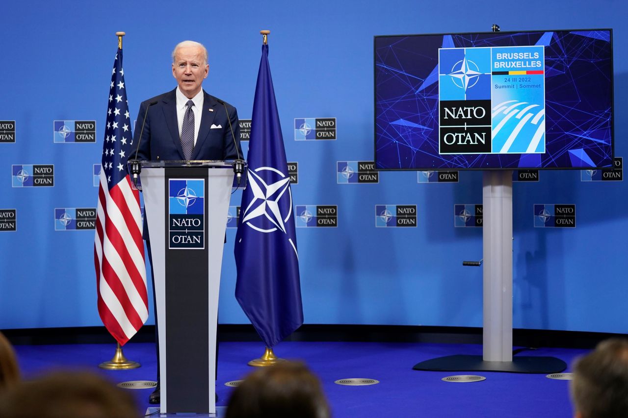 "NATO has never, never been more united than it is today," Biden said at a news conference in Brussels on Thursday. "(Russian President Vladimir) Putin is getting exactly the opposite of what he intended to have as a consequence of going into Ukraine."