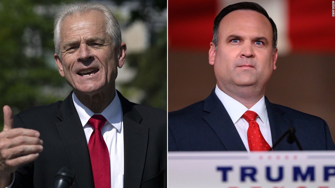 At left, Peter Navarro, and, at right, Dan Scavino: the two former Trump advisers face a vote in the House on Wednesday over contempt of congress referrals to be sent to the Justice Department. 