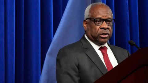 Associate Supreme Court Justice Clarence Thomas speaks at the Heritage Foundation on October 21, 2021 in Washington, DC.