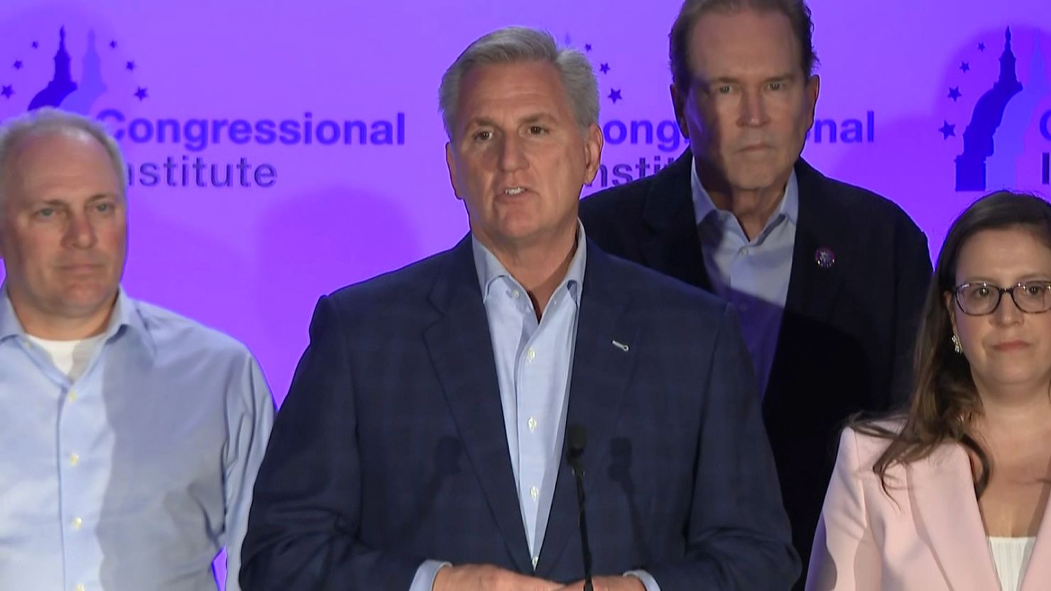 House Minority Leader Kevin McCarthy is pictured as well as other member of House GOP leadership at their annual retreat in Florida this week.