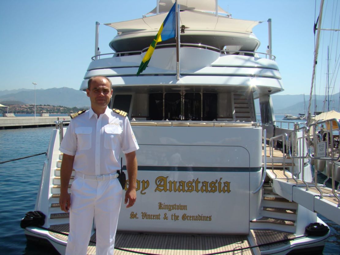 Before he tried to sink the Lady Anastasia as a protest against Russia's war on Ukraine, Taras Ostapchuk served as the yacht's chief engineer for a decade. This 2013 photo was taken in Corsica, in the Mediterranean.