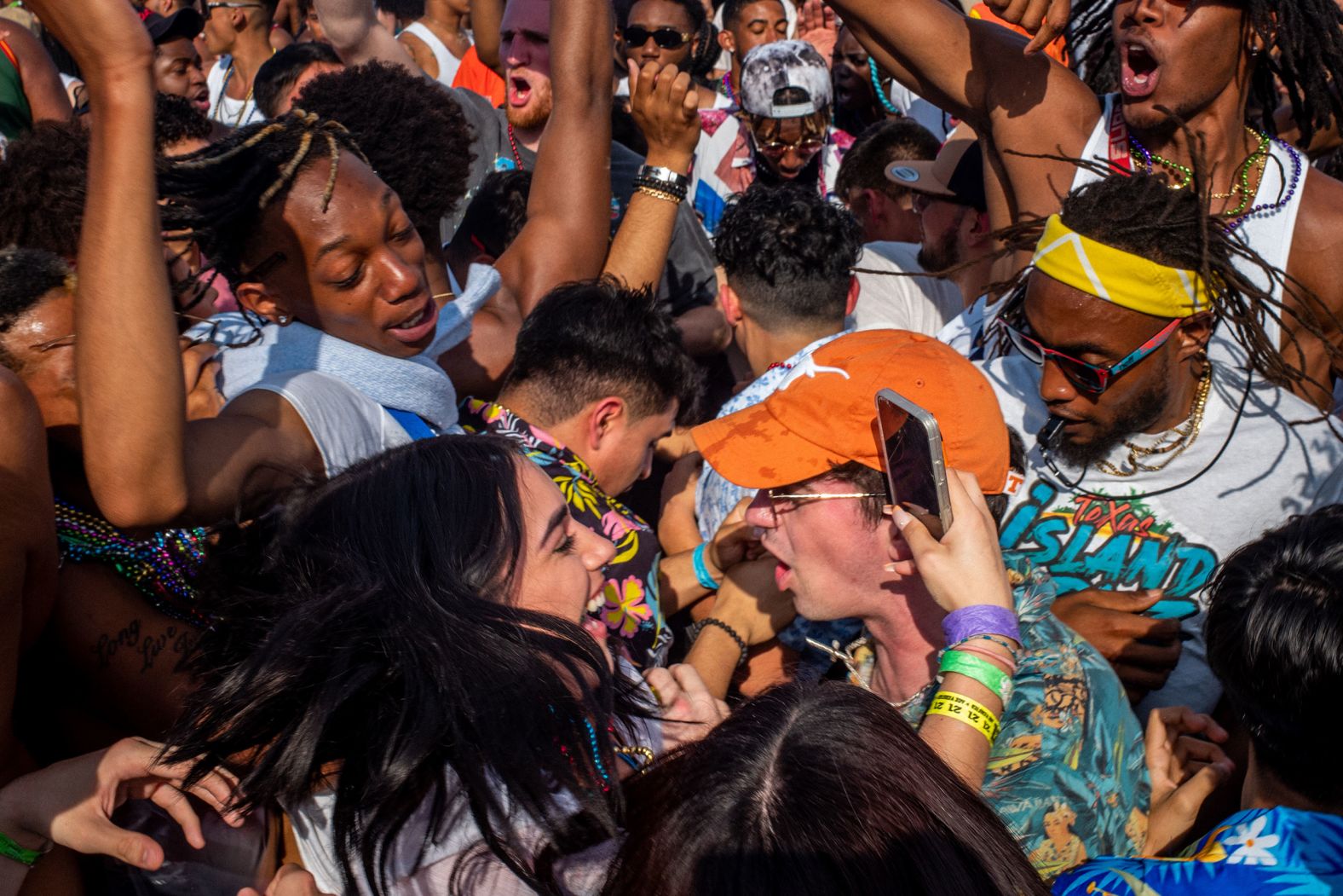 College students party on the beach in South Padre Island, Texas, on Saturday, March 19. South Padre Island is one of the top Spring Break destinations in Texas, attracting students from all over the country.