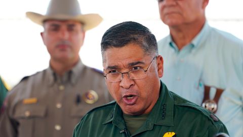 Border Patrol Chief Raul L. Ortiz speaks to the media in Del Rio, Texas, on Sunday, September 19, 2021.