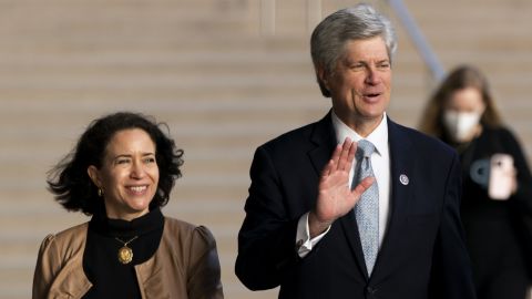 Nebraska Rep. Jeff Fortenberry and his wife, Celeste, arrive at the federal courthouse for his trial in Los Angeles on March 16, 2022.