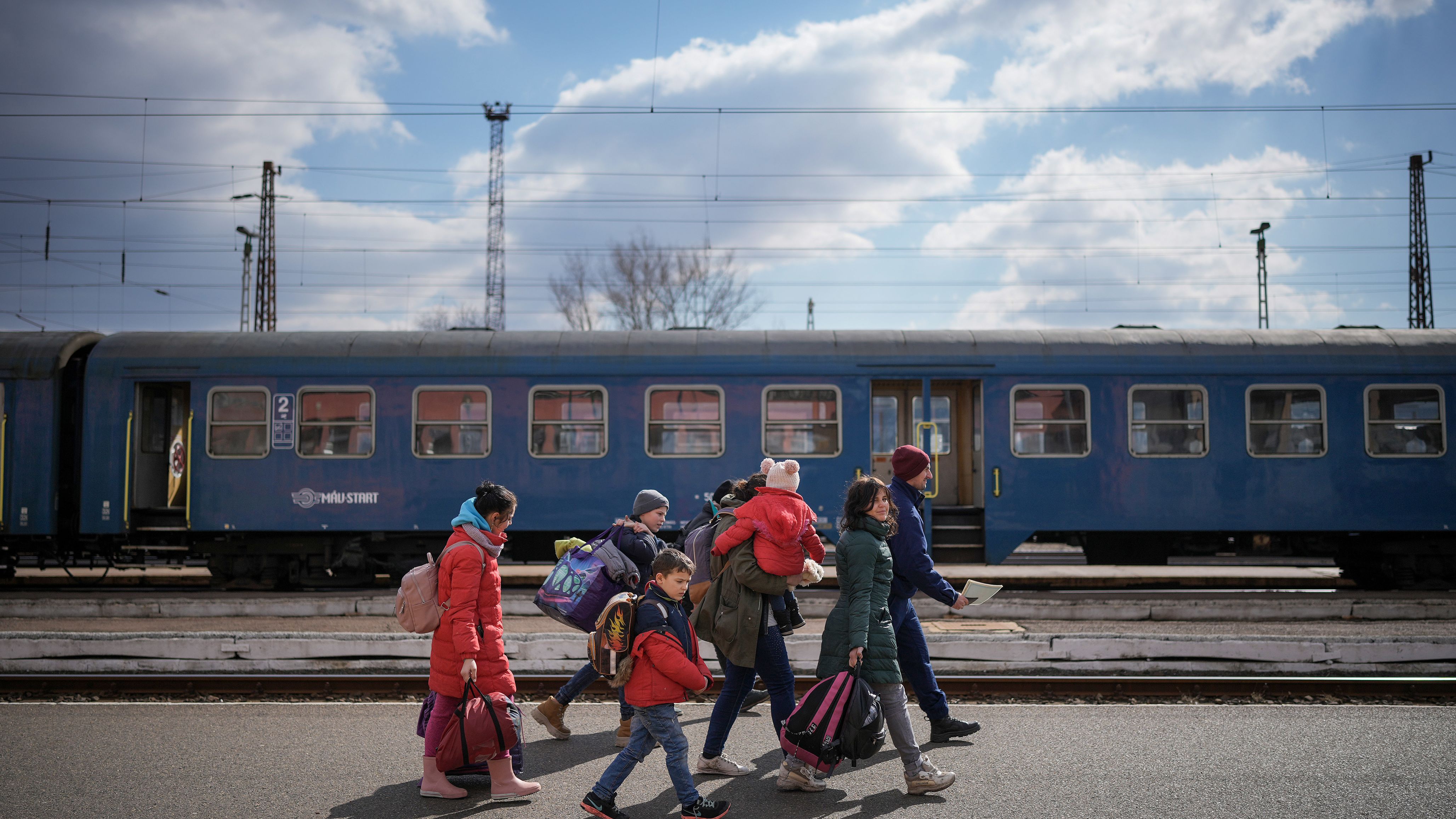 Refugees fleeing Ukraine arrive in Zahony, Hungary, on March 10. Millions of Ukrainians have fled their homes since Russia invaded in late February.